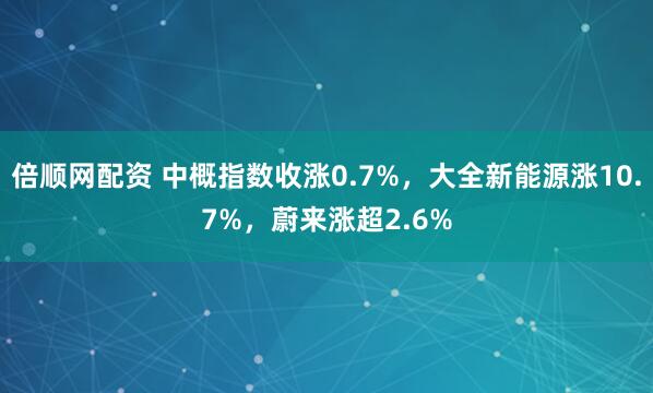 倍顺网配资 中概指数收涨0.7%，大全新能源涨10.7%，蔚来涨超2.6%